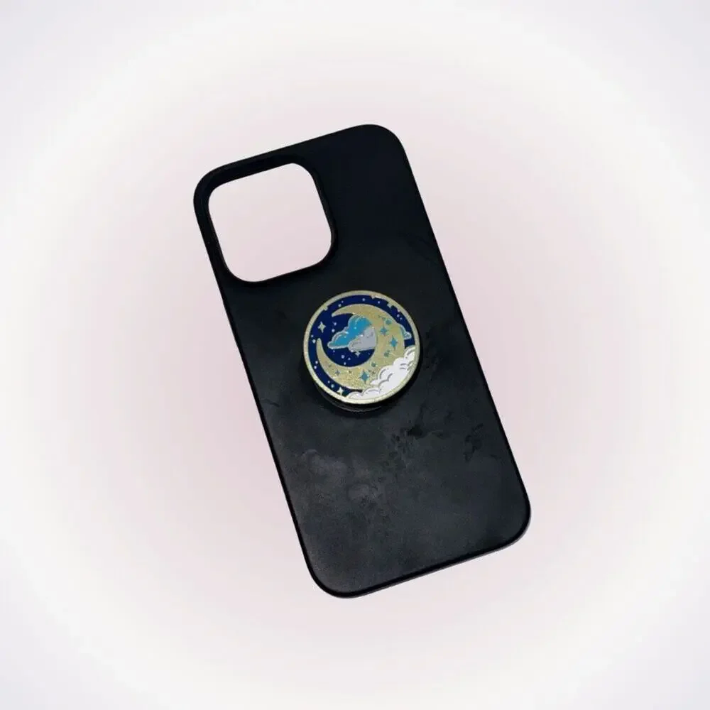 Black Phone Case with Moon Popsocket | Sz 15 Pro Max